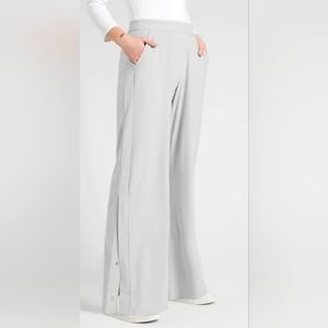 ATHLETA Gramercy Gray Track Trouser Pants Wide Leg with Pockets Size 10 Tall